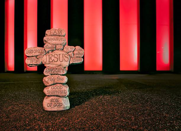 istock Stone Cross of Jesus Names Red 2213581342