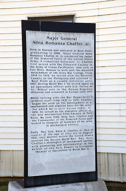 Signage for the history of Fort Chaffee in Fort Smith, AR, USA on May 04, 2025