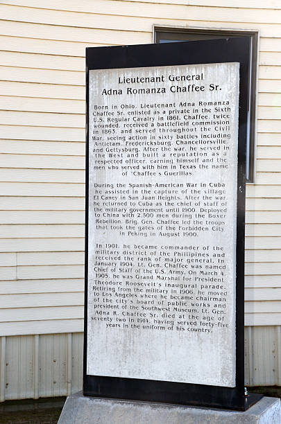 Signage for the history of Fort Chaffee in Fort Smith, AR, USA on May 04, 2025