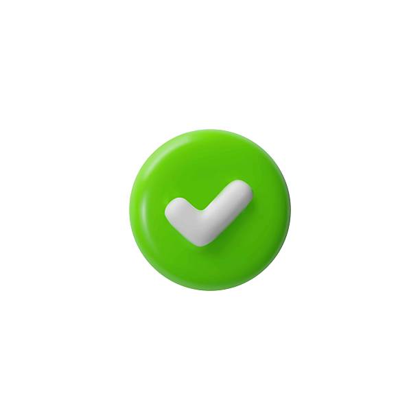 istock Vector 3D illustration of a round green icon with a white check mark. 2213586279
