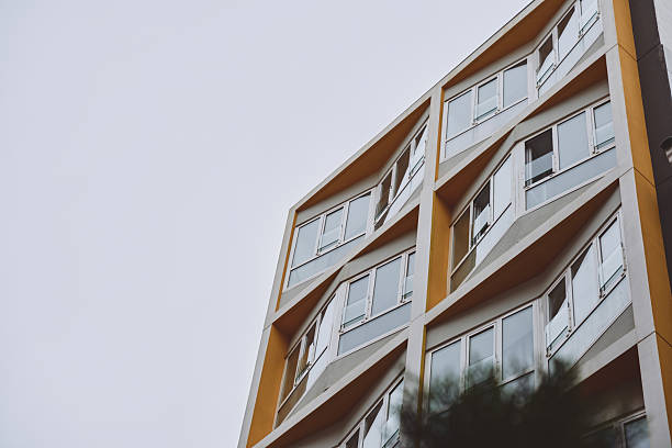 istock Modern architectural building design with unique geometric windows 2213587868