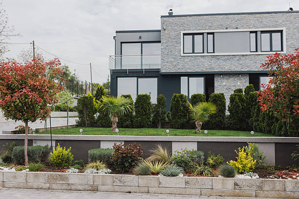 Isolated Modern House with Garden and Fence