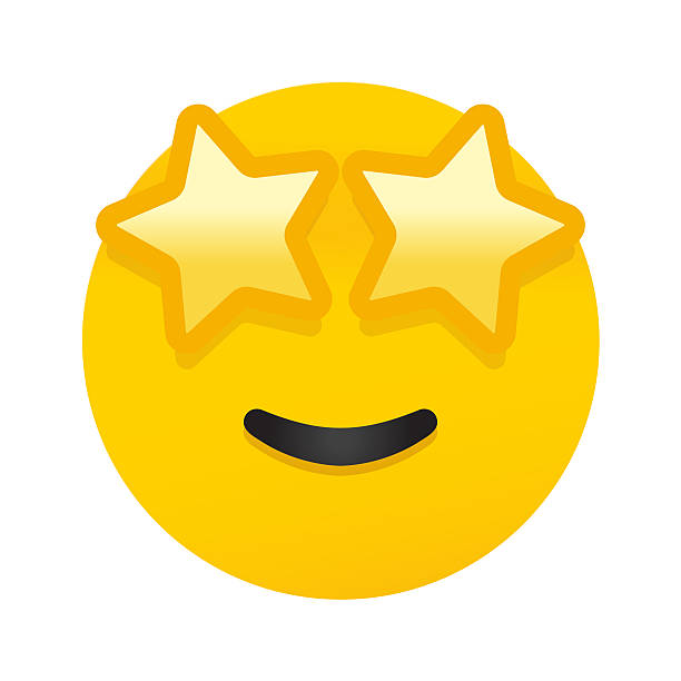 istock Cute social media smiling Star struck Emoji icon on white background 2213593770