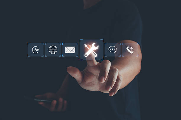 istock Technical Support Customer Service Concept. Tool with icons for customer service, 24 hrs 7 day support, communication, and technical maintenance. business technology in customer assistance. 2213596770