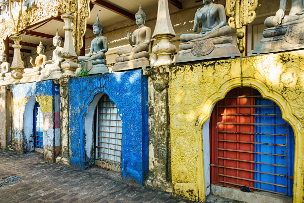 Buddha statues on a street in downtown Colombo, Sri Lanka.