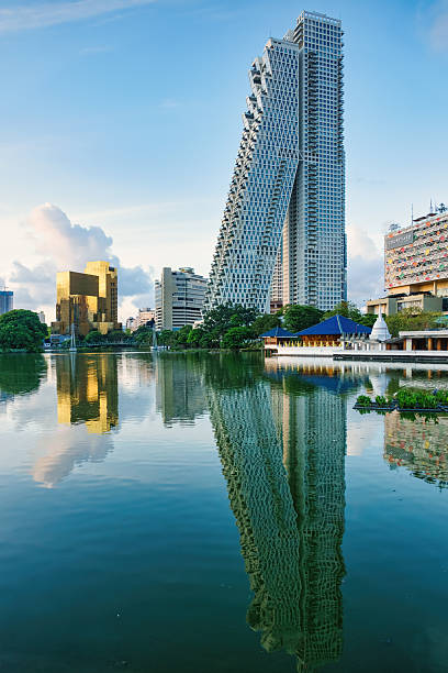 Beira Lake and skyscrapers in downtown Colombo, Sri Lanka.