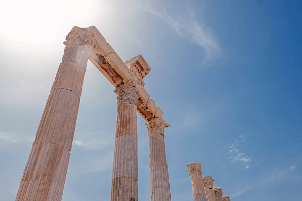 istock Ancient columns under a clear blue sky at a historic archaeological site 2213604526