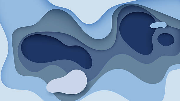 istock Abstract paper cut style background featuring layered shapes in blue tones 2213633262