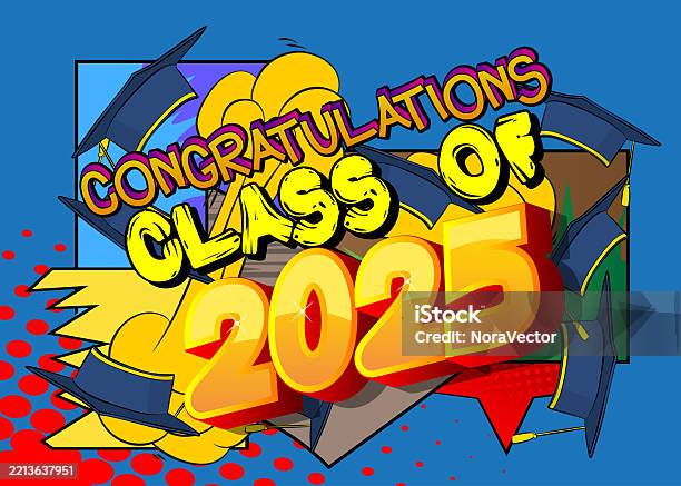 Gradutation Comic Cartoon Graduation 2025 Comic Book Education Celebration Retro Vector ...