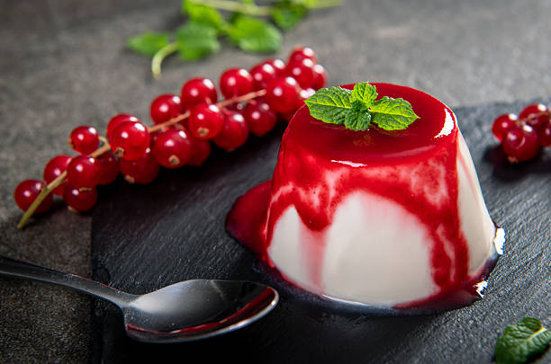 istock Delicious panna cotta dessert with red currant sauce 2213651758
