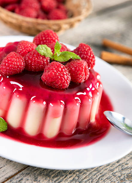 istock Delicious panna cotta dessert with raspberries sauce 2213652040