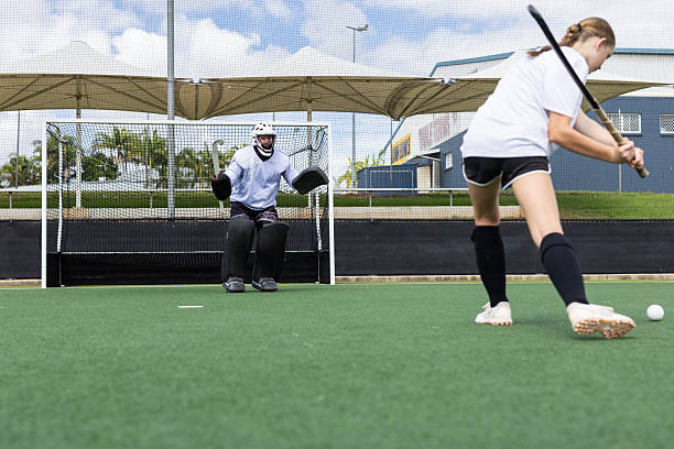 istock Field hockey goal being scored 2213652229