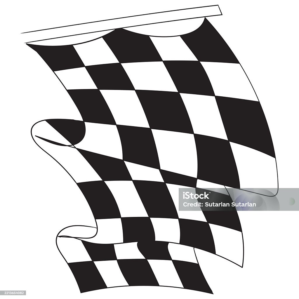 Line Drawing Racing Flags Racing Flag On Black Pole Illustration Continuous Line Drawing Stock ...