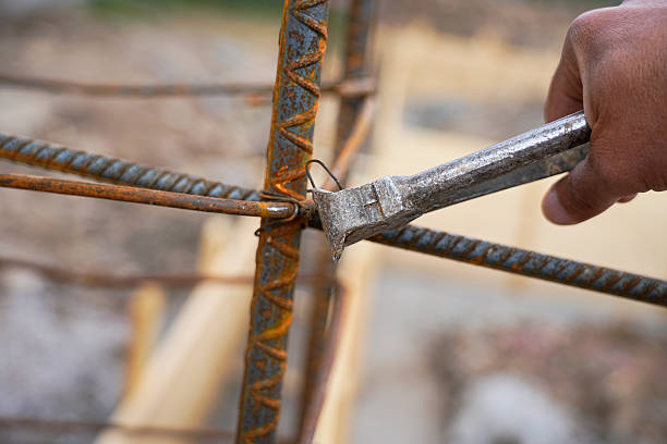 istock Preparation of foundation formwork for pouring rubble concrete 2213664025