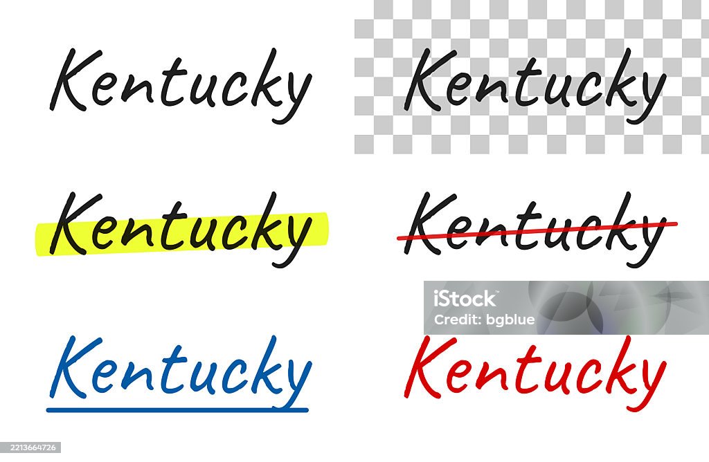 Kentucky Text Kentucky Handwritten Text Highlighted Crossed Out Underlined On Blank ...