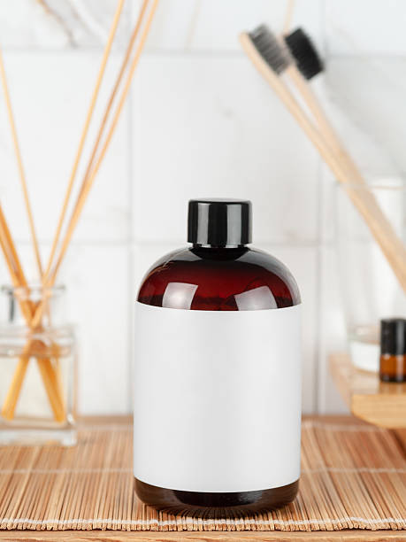 Bath foam bottle mockup for packaging. In the interior. Place for text and logo.