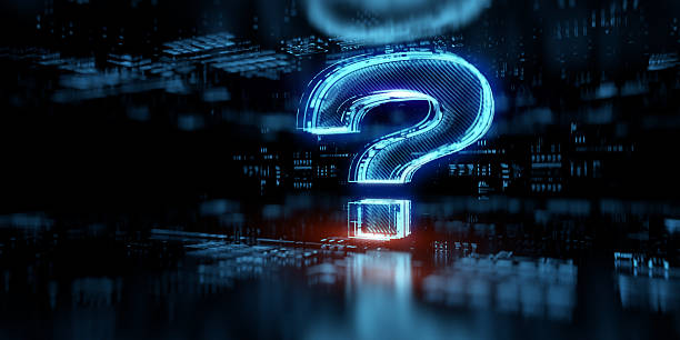 3D illustration of a glowing blue question mark in a high-tech, digital environment. Represents artificial intelligence, machine learning, cybersecurity, data science, and futuristic technology. Ideal for conveying concepts of tech-related uncertainty, innovation, or digital problem-solving.