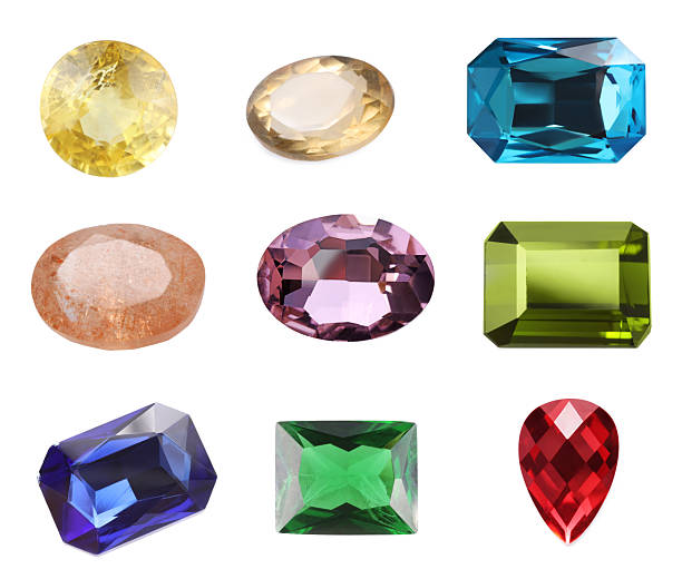 istock Many different shiny gemstones on white background, set 2213668363