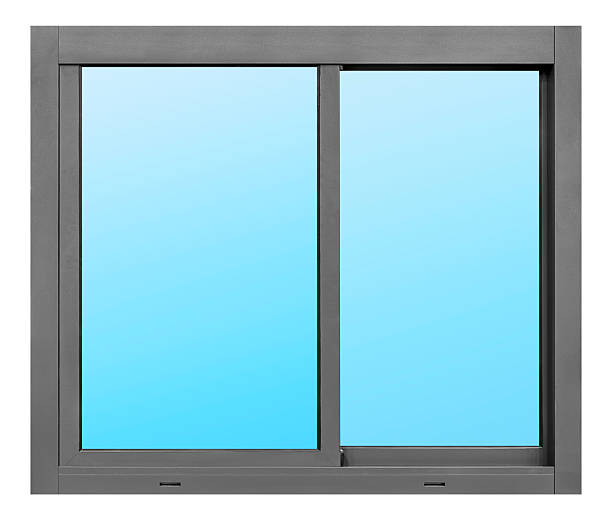 istock Mock up gray aluminum slide window frame isolated on white background with clipping path 2213668368