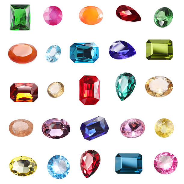istock Many different shiny gemstones on white background, set 2213668379