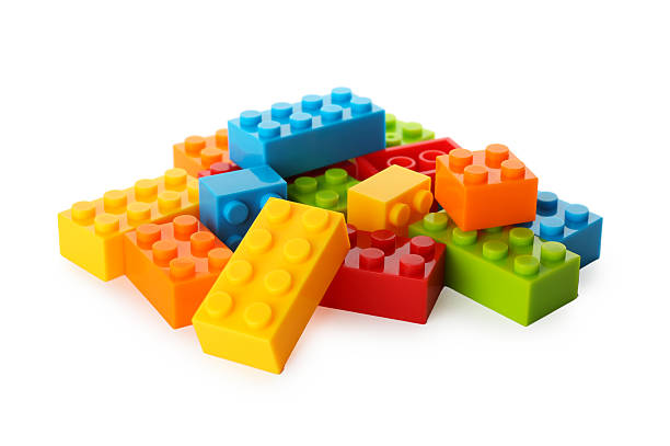 istock Construction toy. Pile of building bricks isolated on white 2213672763