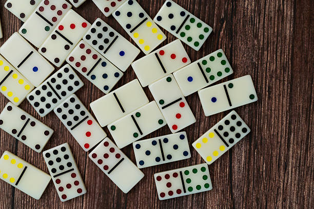 Heap of domino pieces on the table