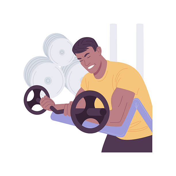 Weight lifting isolated cartoon vector illustrations. Weight lifting isolated cartoon vector illustrations. Strong man do powerlifting in the gym, workout routine, fitness motivation, barbell training, bodybuilding exercises vector cartoon. cartoon muscular man lifting heavy weights stock illustrations