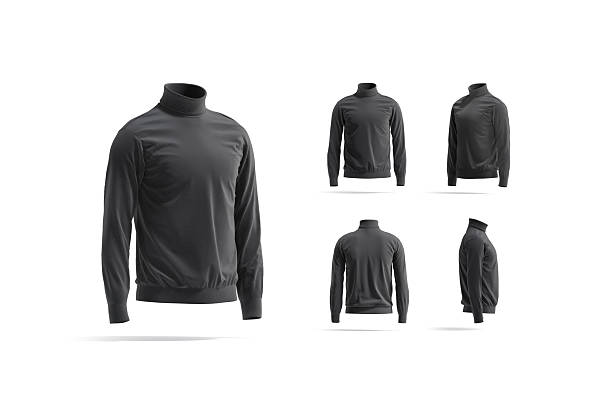 istock Blank black turtleneck sweater mockup, different views 2213678431