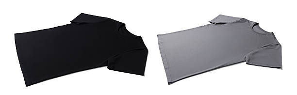 istock Grey and black t-shirts isolated on white. Mockup for design 2213681099