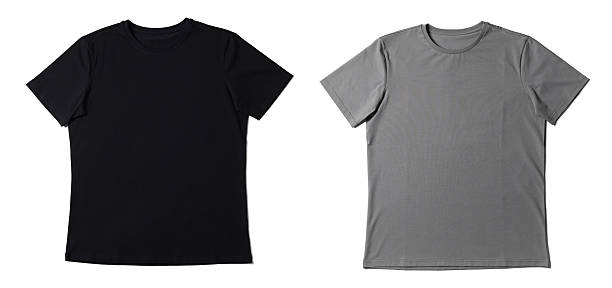 istock Grey and black t-shirts isolated on white. Mockup for design 2213681134
