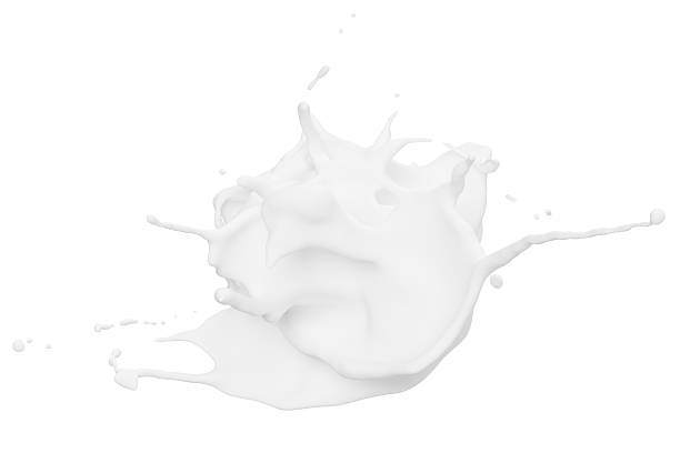 istock White liquid milk splashes in various shapes, captivatingly frozen in motion as it interacts with the blank surface. This moment showcases creativity and fluidity in art experimentation. 3d render 2213694118