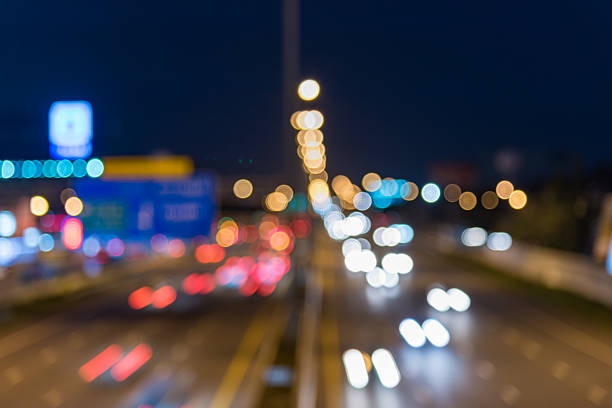 abstract speed background, car lights on the way