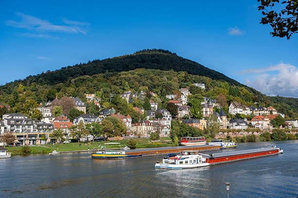 The Neckar River in Heidelberg, one of Germany's most romantic cities, and the magnificent historical buildings around it.