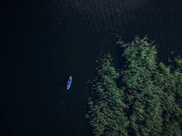 istock Aerial View of paddleboarder Exploring Serene Lake Waters 2213696777