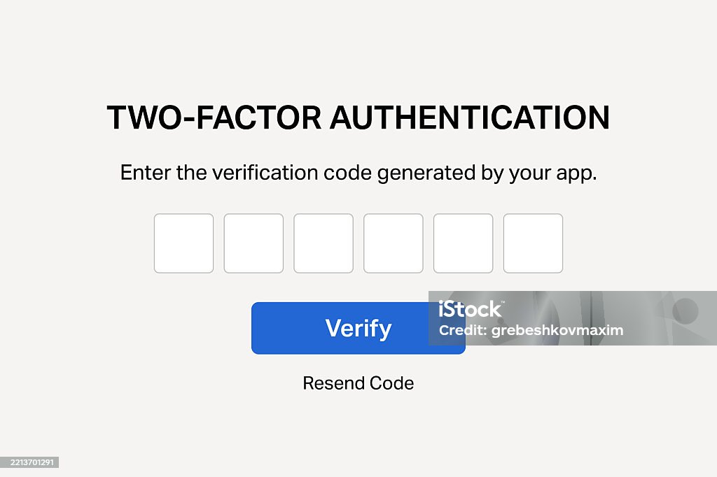 Two Factor Authentication Code Entry Screen With White Background Stock ...