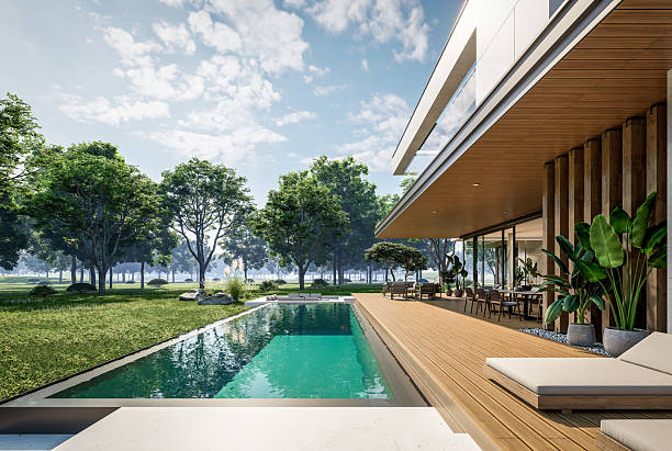 istock 3d rendering of two-story house with concrete facade 2213702478