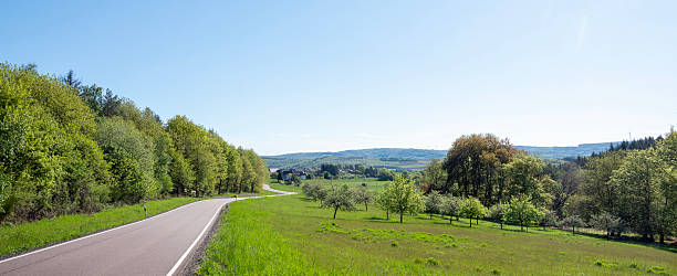 istock fresh spring colors on trees and fields in german nature park saar-hunsrueck under blue sky 2213705435
