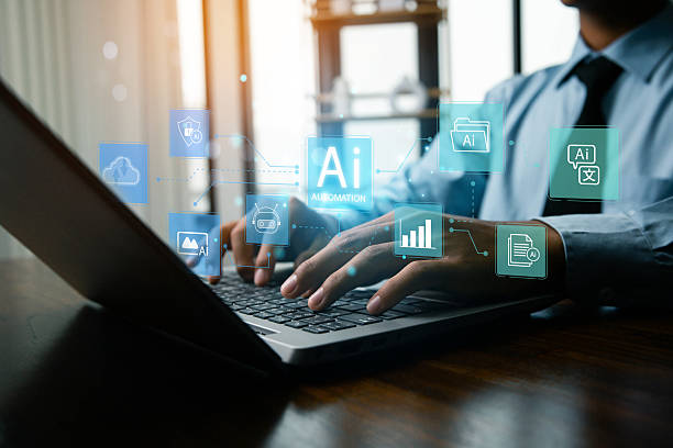 istock The concepts of artificial intelligence, artificial intelligence automation, simplified and growing business process automation,data analysis, research, planning, job creation, and workflow management 2213712022