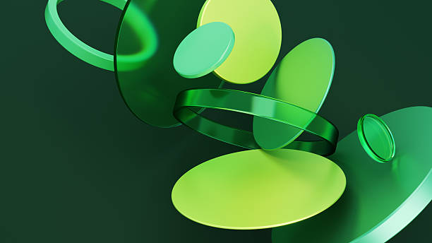istock Abstract Green Shapes Floating Against a Vibrant Dark Background 2213714426