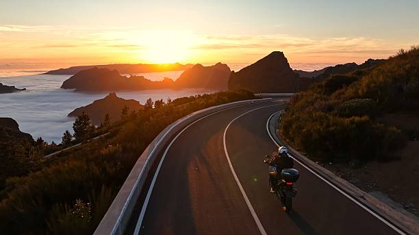 Madeira Island. Beautiful Lifestyle Panoramic View with Sunset, Clouds in the Valley.