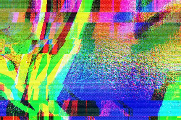 istock Vibrant Glitch Art in Neon Green, Pink, Blue for Modern 90s, Y2K Aesthetic 2213720124