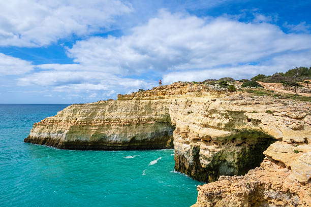 Indented coastline in the Algarve characterized by cliffs, rocky headlands and sheltered sand coves