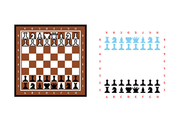 istock chessboard with stylized pieces king, queen, officer, bishop, knight, pawn, rook, vector drawing 2213721103