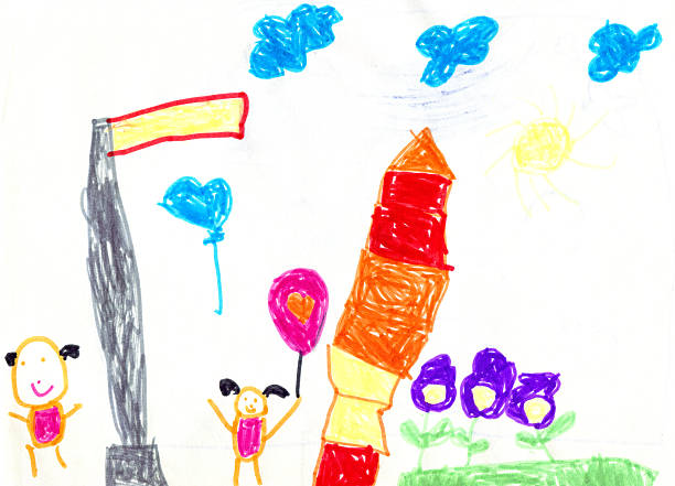 istock Child's Drawing: Happy Girl 2213721295