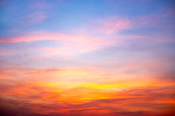 istock Beautiful , luxury soft gradient orange gold clouds and sunlight on the blue sky perfect for the background, take in evening,Twilight, Large size, high definition landscape photo 2213723954