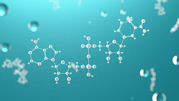 Nicotinamide adenine dinucleotide molecular structure in NAD solution. Concept of anti-aging therapy and life extension. 3d render, illustration