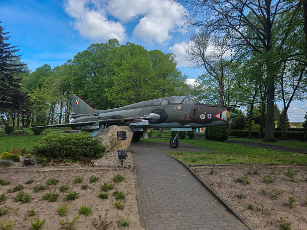 Miroslawiec, Poland - April 29, 2025: Monument of Su-22UM-3K.