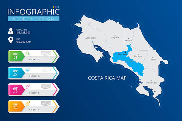 Costa Rica Map With Location Pointer Marks High Detailed Country Map Costa Rica Map With Location Pointer Marks High Detailed Country Map With Division Cities