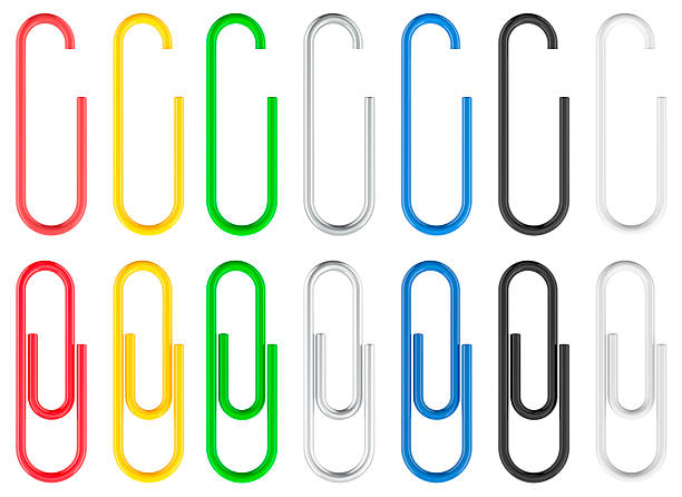 Colored Paper Clips with PVC Coated on the sheet, 3D rendering isolated on white background