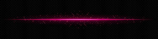 istock Pink horizontal light beam with scattered particles on dark transparent background. Ideal for magical effects, data transmission, or futuristic transitions. 2213743277